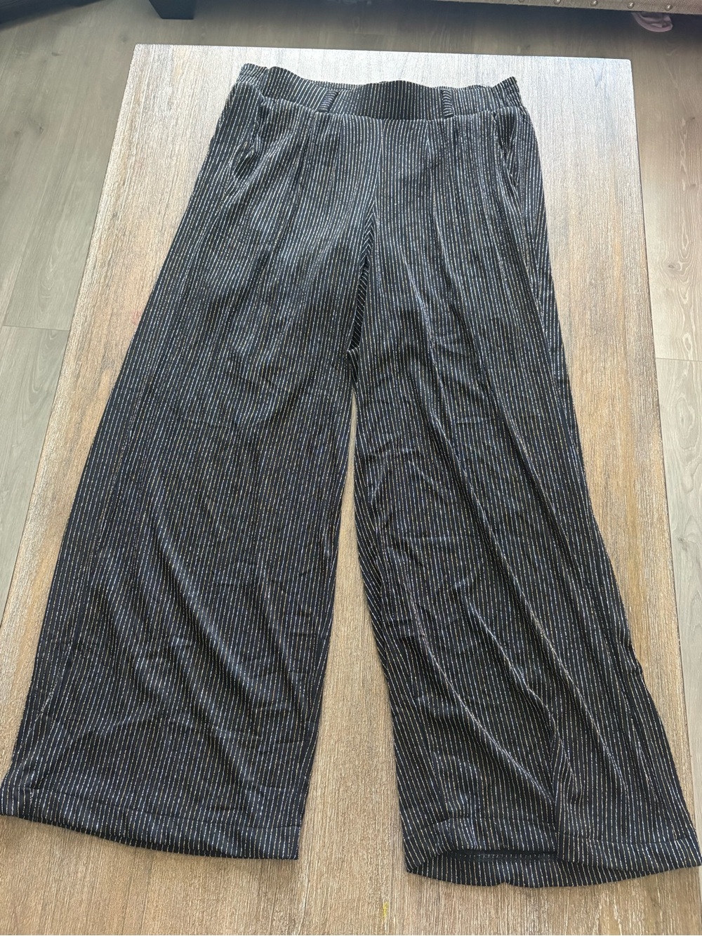 Torrid Pants Black w/ gold & silver Shimmer stripes - pull on pants